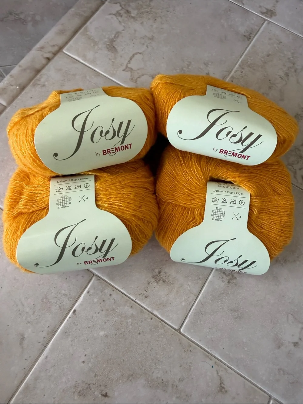 Josy by Bremont Luxury Alpaca/Silk Blend Yarn - 4 Balls of Goldenrod Yellow